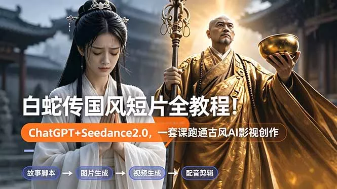 白蛇传-国风短片全教程！ChatGPT+Seedance2.0，一套课跑通古风AI影视创作网创项目-知识付费-在线课程-自媒体创业-网络副业-优利资源优利资源网