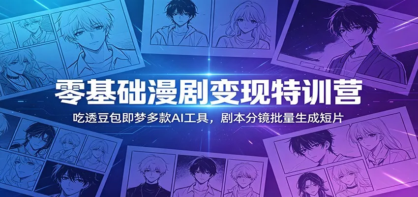零基础漫剧变现特训营：玩转豆包即梦多款AI工具，剧本分镜批量生成短片网创项目-知识付费-在线课程-自媒体创业-网络副业-优利资源优利资源网