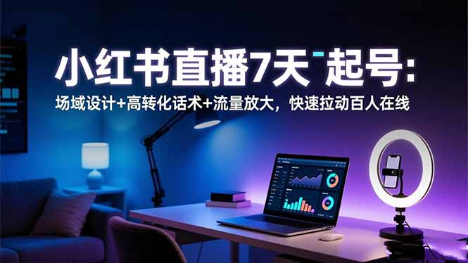 小红书直播7天起号：场域设计+高转化话术+流量放大，快速拉动百人在线网创项目-知识付费-在线课程-自媒体创业-网络副业-优利资源优利资源网