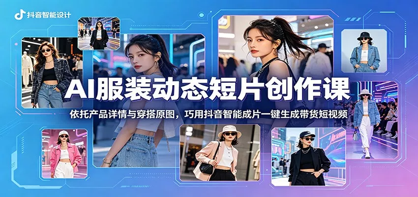 AI服装动态短片创作课：依托产品详情与穿搭原图，巧用抖音智能成片一键生成带货短视频网创项目-知识付费-在线课程-自媒体创业-网络副业-优利资源优利资源网