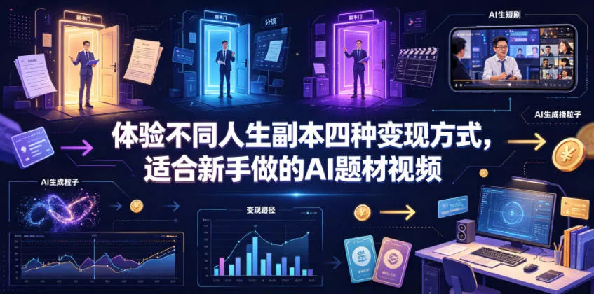 体验不同人生副本四种变现方式，适合新手做的AI题材视频网创项目-知识付费-在线课程-自媒体创业-网络副业-优利资源优利资源网