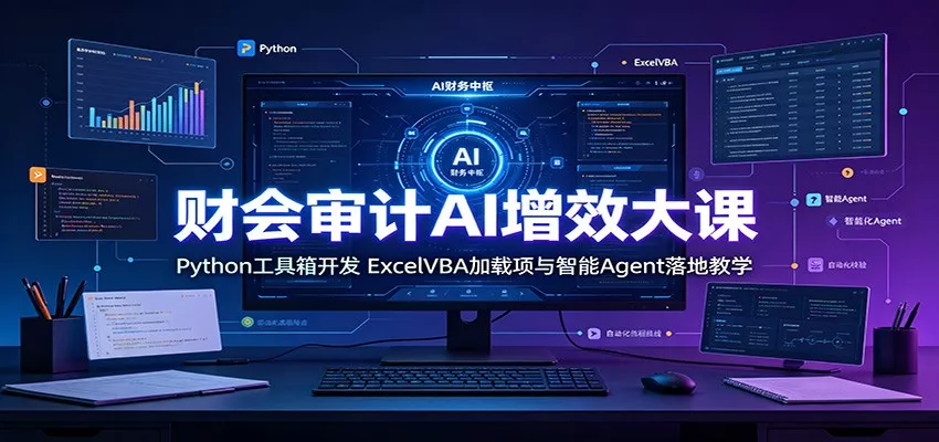 财会审计AI增效大课：Python工具箱开发，ExcelVBA加载项与智能Agent落地教学网创项目-知识付费-在线课程-自媒体创业-网络副业-优利资源优利资源网