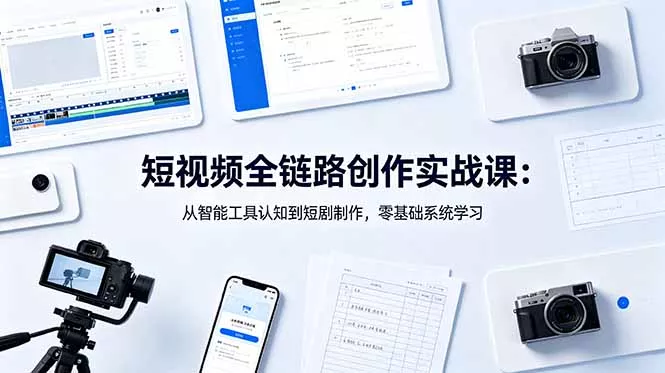 短视频全链路创作实战课：从智能工具认知到短剧制作，零基础系统学习网创项目-知识付费-在线课程-自媒体创业-网络副业-优利资源优利资源网