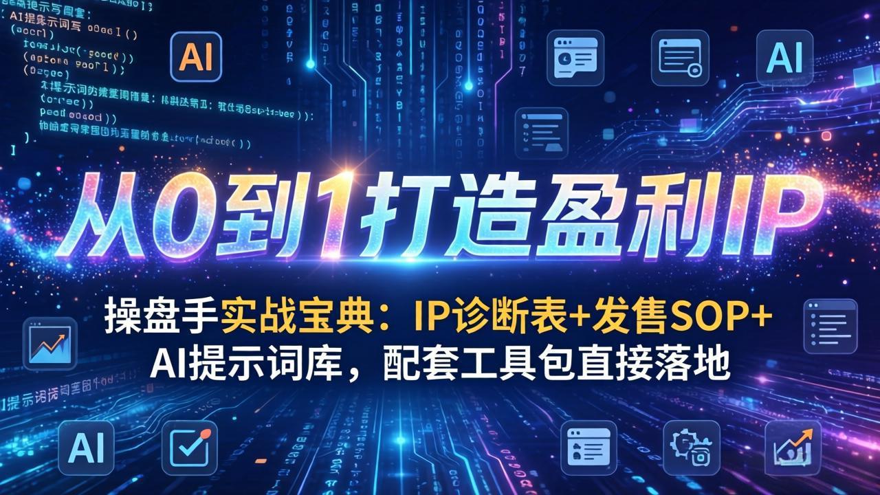 操盘手实战宝典：IP诊断表+发售SOP+AI提示词库，配套工具包直接落地，从0到1打造盈利IP网创项目-知识付费-在线课程-自媒体创业-网络副业-优利资源优利资源网