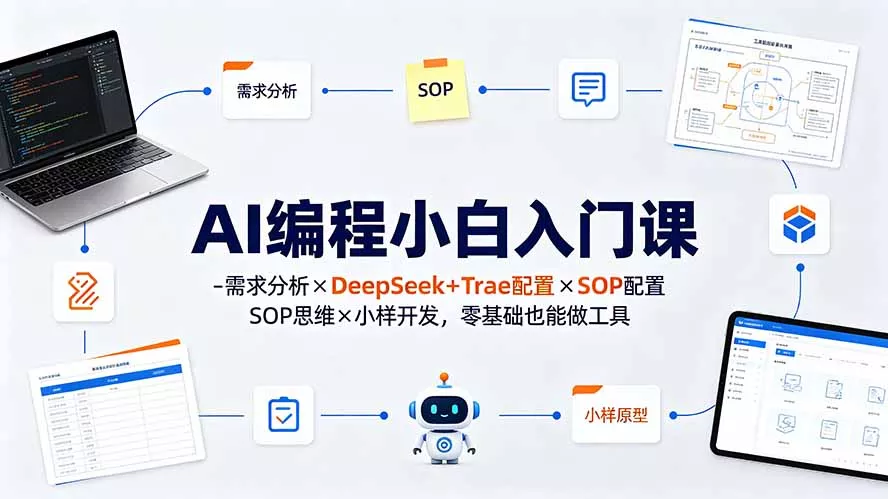 AI编程小白入门课-需求分析×DeepSeek+Trae配置×SOP思维×小样开发，零基础也能做工具网创项目-知识付费-在线课程-自媒体创业-网络副业-优利资源优利资源网