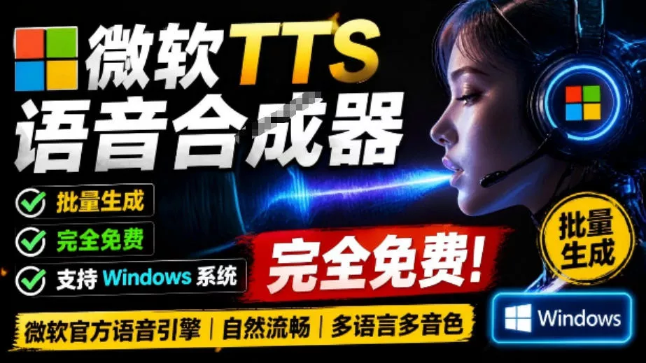 微软TTS免费语音配音生成器，完全免费，支持多语音、多音色选择，Windows系统专用TTS语音合成器网创项目-知识付费-在线课程-自媒体创业-网络副业-优利资源优利资源网