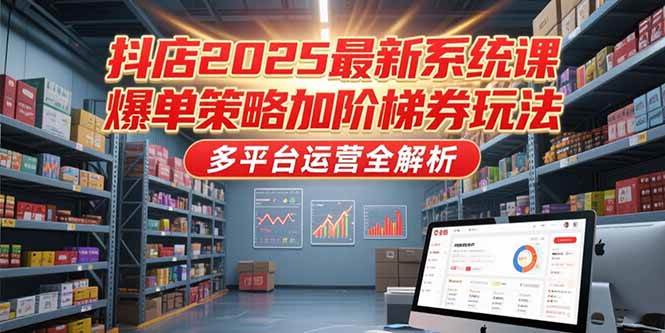 （15214期）抖店2025最新系统课，爆单策略加阶梯券玩法，多平台运营全解析网创项目-知识付费-在线课程-自媒体创业-网络副业-优利资源优利资源网