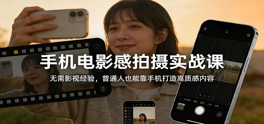 手机电影感拍摄实战课：无需影视经验，普通人也能靠手机打造高质感内容网创项目-知识付费-在线课程-自媒体创业-网络副业-优利资源优利资源网