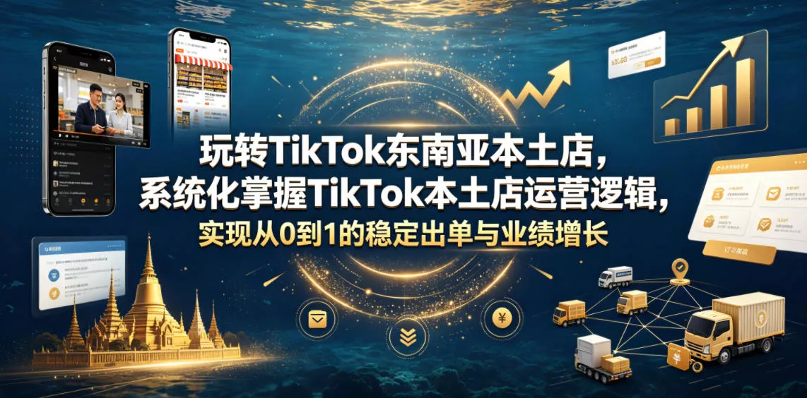 玩转TikTok东南亚本土店，系统化掌握TikTok本土店运营逻辑，实现从0到1的稳定出单与业绩增长网创项目-知识付费-在线课程-自媒体创业-网络副业-优利资源优利资源网