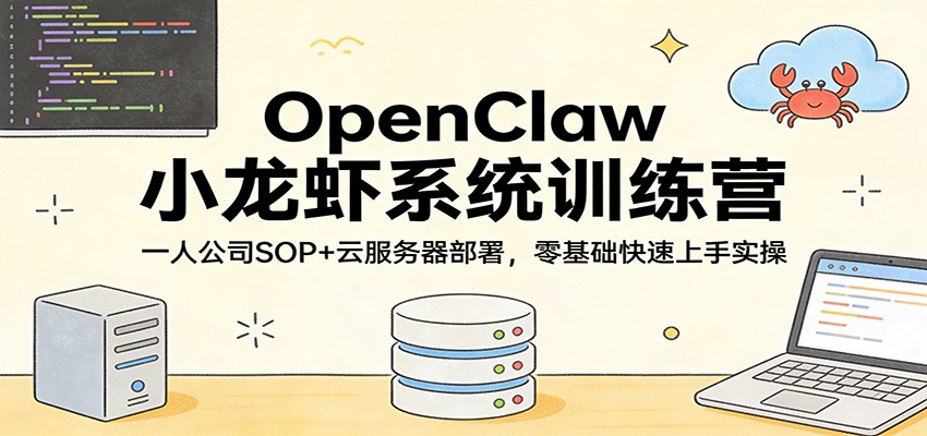 OpenClaw小龙虾系统训练营：一人公司SOP，云服务器部署，零基础快速上手实操网创项目-知识付费-在线课程-自媒体创业-网络副业-优利资源优利资源网