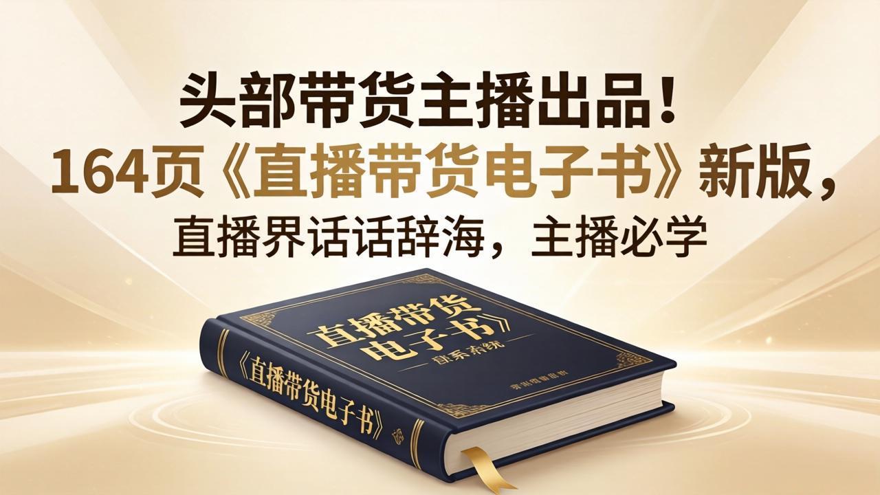 头部带货主播出品！164页《直播带货电子书》新版，直播界话术辞海，主播必学网创项目-知识付费-在线课程-自媒体创业-网络副业-优利资源优利资源网