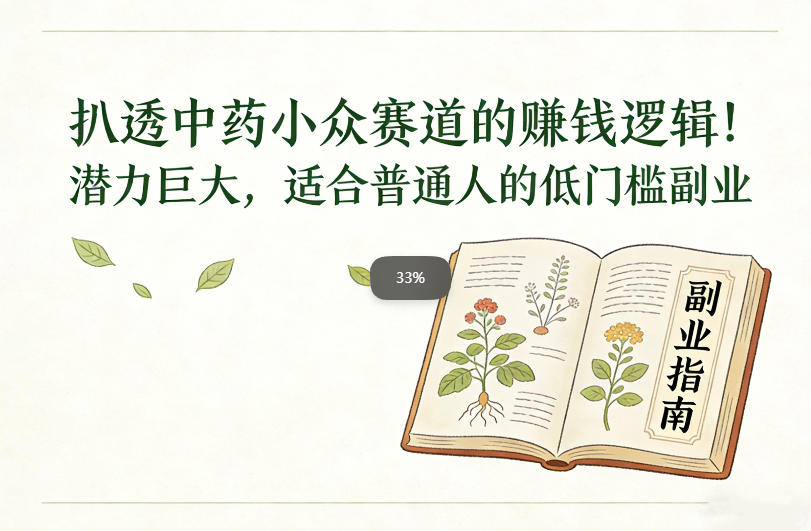 扒透中药小众赛道的賺米逻辑，潜力巨大，适合普通人的低门槛副业网创项目-知识付费-在线课程-自媒体创业-网络副业-优利资源优利资源网