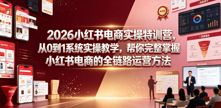 2026小红书电商实操特训营，从0到1系统实操教学，帮你完整掌握小红书电商的全链路运营方法网创项目-知识付费-在线课程-自媒体创业-网络副业-优利资源优利资源网