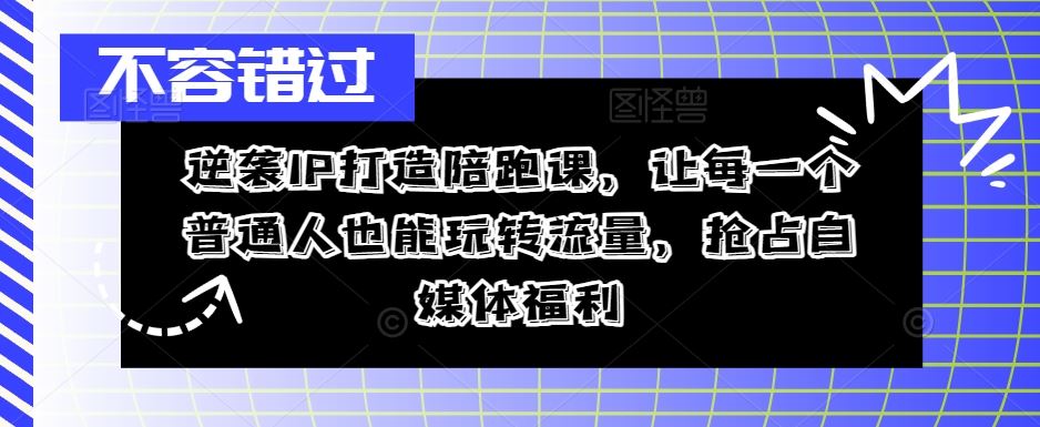 逆袭IP打造陪跑课，让每一个普通人也能玩转流量，抢占自媒体福利网创项目-知识付费-在线课程-自媒体创业-网络副业-优利资源优利资源网