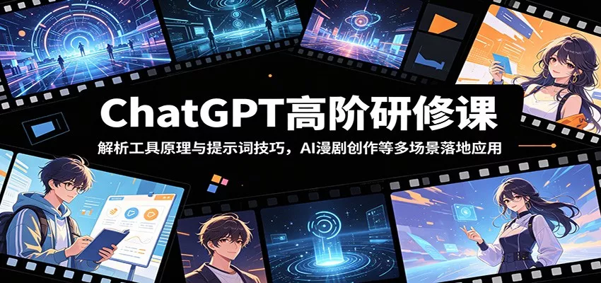 ChatGPT高阶研修课：解析工具原理与提示词技巧，AI漫剧创作等多场景落地应用网创项目-知识付费-在线课程-自媒体创业-网络副业-优利资源优利资源网