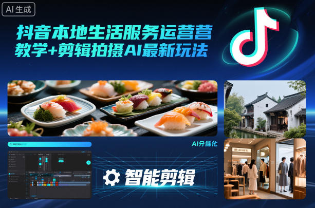 抖音本地生活服务运营教学+剪辑拍摄AI最新玩法网创项目-知识付费-在线课程-自媒体创业-网络副业-优利资源优利资源网