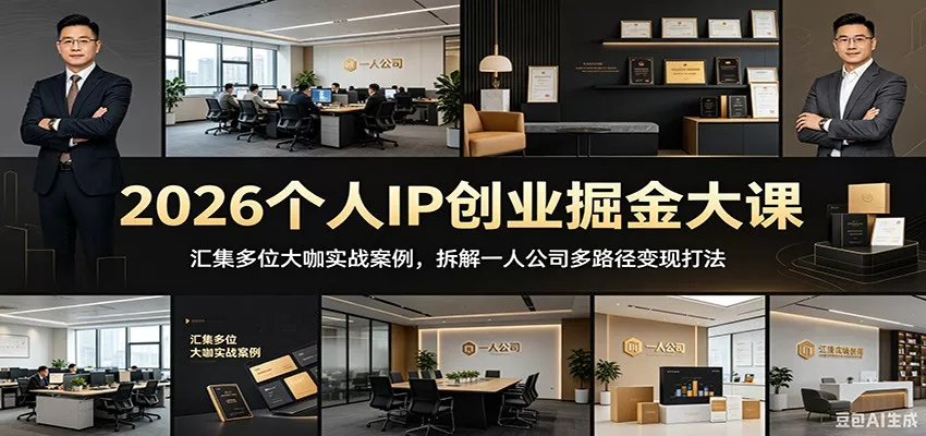 2026个人IP创业掘金大课：汇集多位大咖实战案例，拆解一人公司多路径变现打法网创项目-知识付费-在线课程-自媒体创业-网络副业-优利资源优利资源网