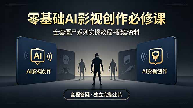 零基础AI影视创作必修课，全套僵尸系列实操教程加配套资料，全程答疑带你独立完整出片网创项目-知识付费-在线课程-自媒体创业-网络副业-优利资源优利资源网