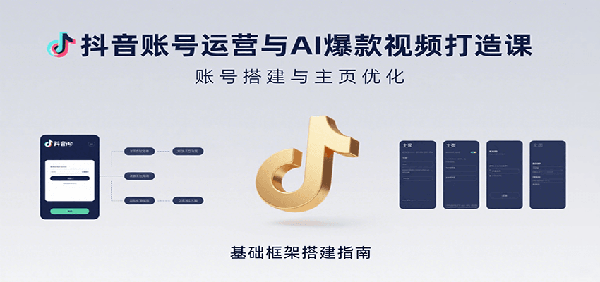 抖音账号运营与AI爆款视频打造课：含账号搭建、运营及多种AI特效视频制作方法网创项目-知识付费-在线课程-自媒体创业-网络副业-优利资源优利资源网