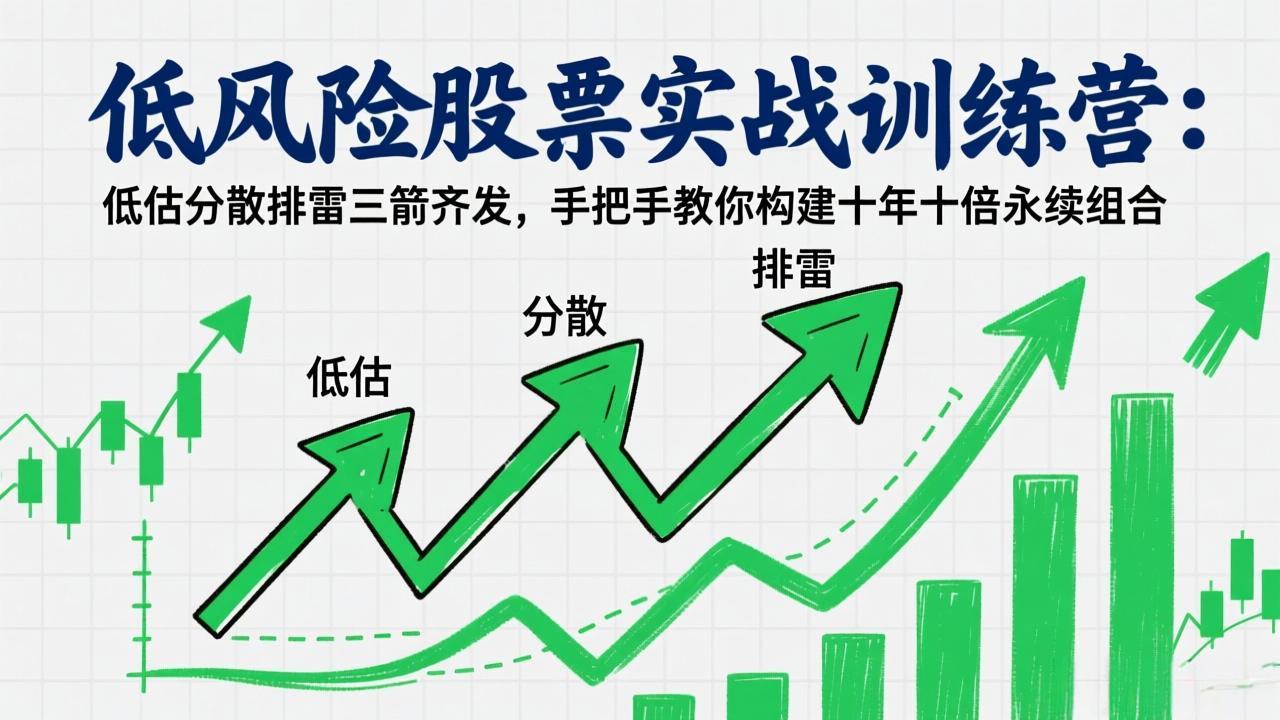 低风险股票实战训练营：低估分散排雷三箭齐发，手把手教你构建十年十倍永续组合网创项目-知识付费-在线课程-自媒体创业-网络副业-优利资源优利资源网