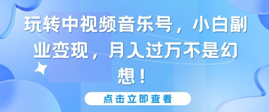 玩转中视频音乐号，小白副业变现，月入过万不是幻想【揭秘】网创项目-知识付费-在线课程-自媒体创业-网络副业-优利资源优利资源网