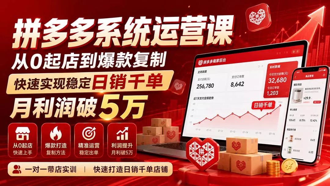 拼多多系统运营课(更新8月网创项目-知识付费-在线课程-自媒体创业-网络副业-优利资源优利资源网