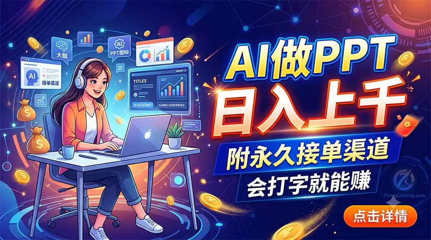 AI做PPT日入上千，附永久接单渠道，会打字就能赚网创项目-知识付费-在线课程-自媒体创业-网络副业-优利资源优利资源网