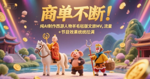 商单不断！纯AI制作西游人物羊毛毡版文旅MV，流量+节目效果统统拉满网创项目-知识付费-在线课程-自媒体创业-网络副业-优利资源优利资源网