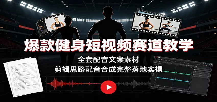 爆款健身短视频赛道教学：全套配音文案素材，剪辑思路配音合成完整落地实操网创项目-知识付费-在线课程-自媒体创业-网络副业-优利资源优利资源网