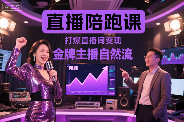 直播陪跑课，金牌主播自然流打爆直播间，复制高变现玩法网创项目-知识付费-在线课程-自媒体创业-网络副业-优利资源优利资源网