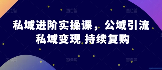 私域进阶实操课，公域引流 私域变现 持续复购网创项目-知识付费-在线课程-自媒体创业-网络副业-优利资源优利资源网