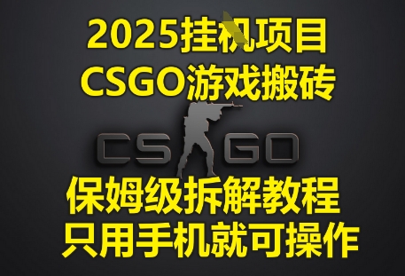 2025挂G项目，CSGO游戏搬砖，保姆级拆解教程，只用手机就可操作【揭秘】网创项目-知识付费-在线课程-自媒体创业-网络副业-优利资源优利资源网