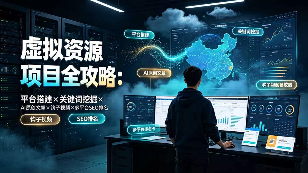 虚拟资源项目全攻略：平台搭建×关键词挖掘×AI原创文章×钩子视频×多平台SEO排名网创项目-知识付费-在线课程-自媒体创业-网络副业-优利资源优利资源网