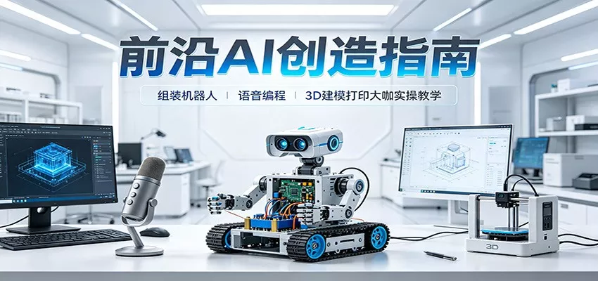 前沿AI创造指南：组装机器人、语音编程、3D建模打印大咖实操教学网创项目-知识付费-在线课程-自媒体创业-网络副业-优利资源优利资源网