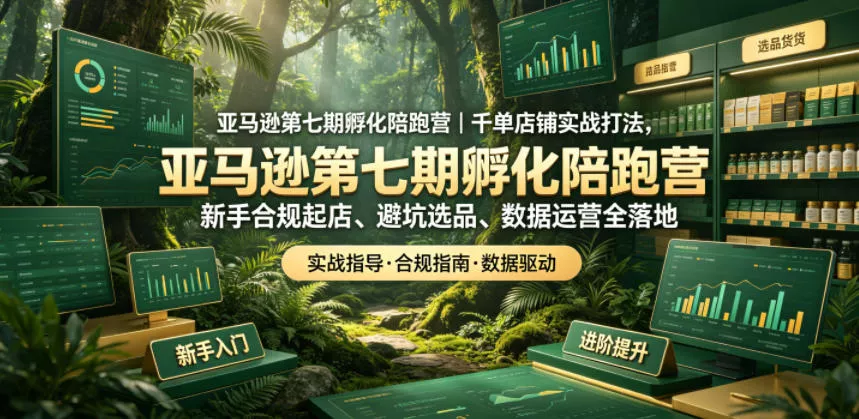 亚马逊第七期孵化陪跑营｜千单店铺实战打法，新手合规起店、避坑选品、数据运营全落地网创项目-知识付费-在线课程-自媒体创业-网络副业-优利资源优利资源网