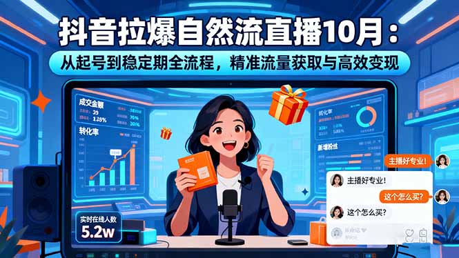 抖音拉爆自然流直播10月：从起号到稳定期全流程，精准流量获取与高效变现网创项目-知识付费-在线课程-自媒体创业-网络副业-优利资源优利资源网