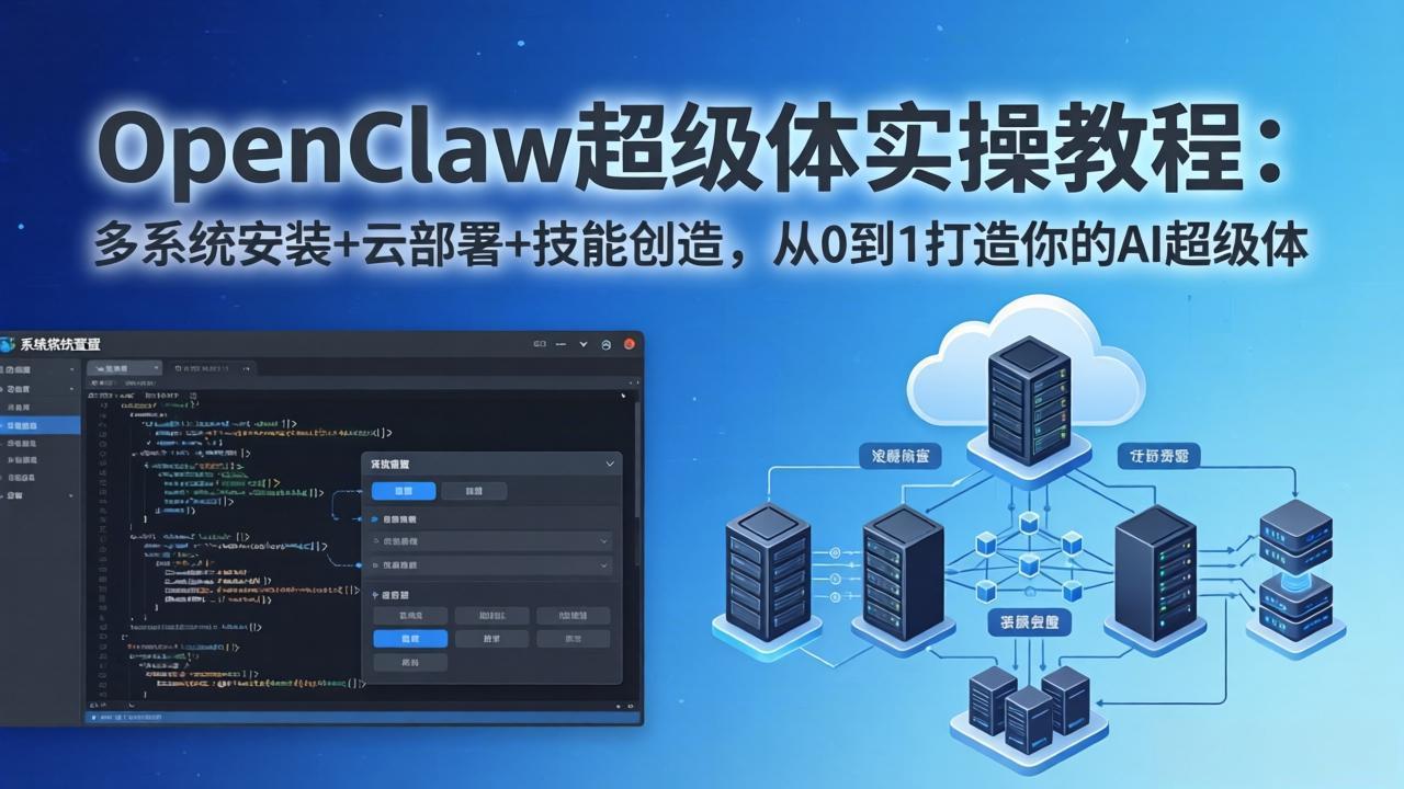 OpenClaw-小龙虾 超级体实操教程：多系统安装+云部署+技能创造，从0到1打造你的AI超级体网创项目-知识付费-在线课程-自媒体创业-网络副业-优利资源优利资源网