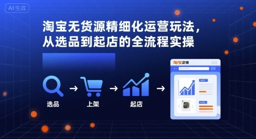 淘宝无货源精细化运营玩法，从选品到起店的全流程实操网创项目-知识付费-在线课程-自媒体创业-网络副业-优利资源优利资源网