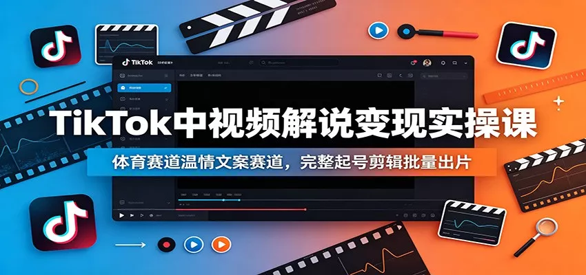 TikTok中视频解说变现实操课：体育赛道温情文案赛道，完整起号剪辑批量出片网创项目-知识付费-在线课程-自媒体创业-网络副业-优利资源优利资源网