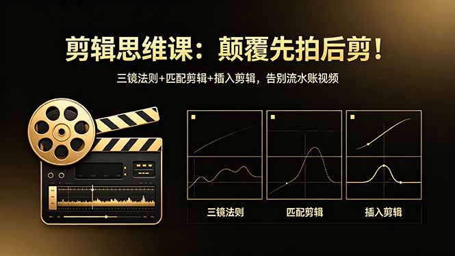 剪辑思维课：颠覆先拍后剪！三镜法则+匹配剪辑+插入剪辑，告别流水账视频网创项目-知识付费-在线课程-自媒体创业-网络副业-优利资源优利资源网
