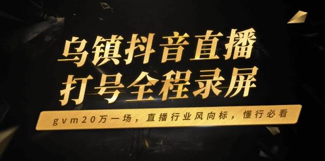 （14014期）乌镇抖音直播打号全程录屏，gvm20万一场，直播行业风向标，懂行必看网创项目-知识付费-在线课程-自媒体创业-网络副业-优利资源优利资源网