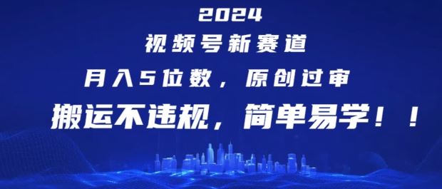 2024视频号新赛道，月入5位数+，原创过审，搬运不违规，简单易学【揭秘】网创项目-知识付费-在线课程-自媒体创业-网络副业-优利资源优利资源网