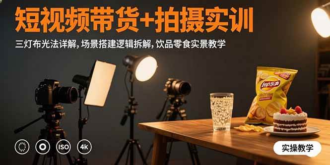 （15540期）短视频带货+拍摄实训：三灯布光法详解,场景搭建逻辑拆解,饮品零食实景教学网创项目-知识付费-在线课程-自媒体创业-网络副业-优利资源优利资源网
