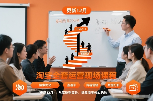 淘宝全套运营现场课程(更新26年1月)，从基础到高阶，拆解淘宝核心玩法网创项目-知识付费-在线课程-自媒体创业-网络副业-优利资源优利资源网
