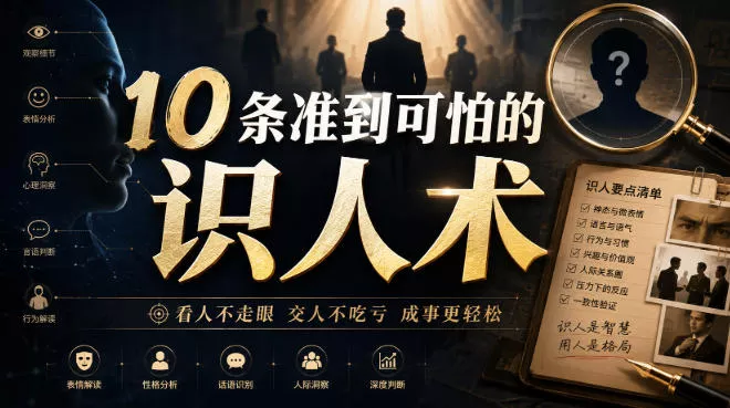 付费文章：10条准到可怕的识人术网创项目-知识付费-在线课程-自媒体创业-网络副业-优利资源优利资源网