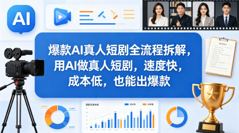 爆款AI真人短剧全流程拆解，用AI做真人短剧，速度快，成本低，也能出爆款网创项目-知识付费-在线课程-自媒体创业-网络副业-优利资源优利资源网