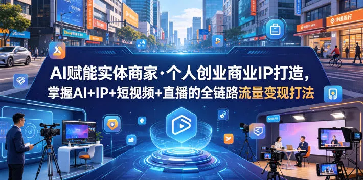 AI赋能实体商家·个人创业商业IP打造，掌握AI+IP+短视频+直播的全链路流量变现打法网创项目-知识付费-在线课程-自媒体创业-网络副业-优利资源优利资源网
