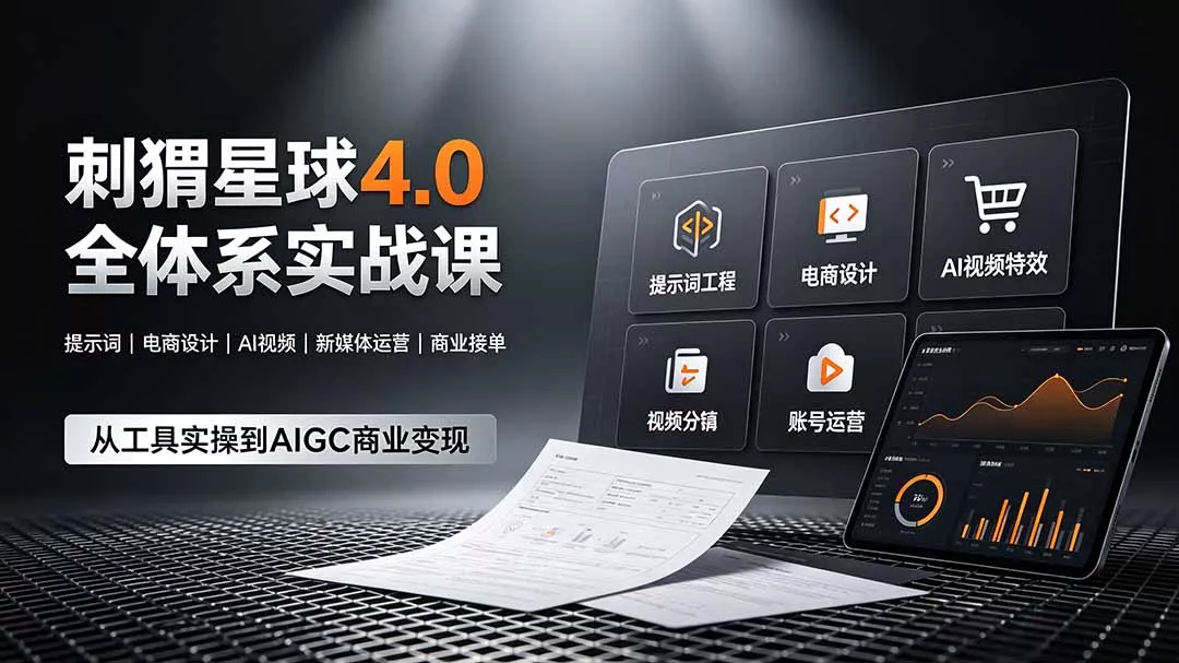 刺猬星球4.0全体系实战课，覆盖提示词工程、电商设计、AI视频特效与新媒体运营，一站式掌握AIGC商业核心技能网创项目-知识付费-在线课程-自媒体创业-网络副业-优利资源优利资源网