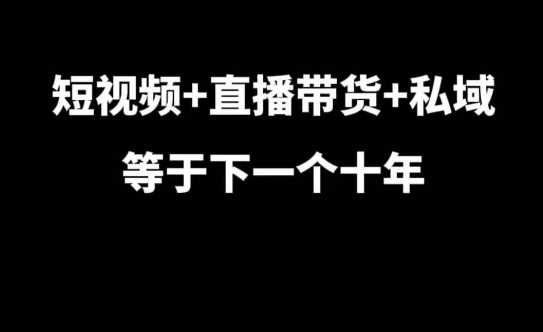 短视频+直播带货+私域等于下一个十年，大佬7年实战经验总结网创项目-知识付费-在线课程-自媒体创业-网络副业-优利资源优利资源网