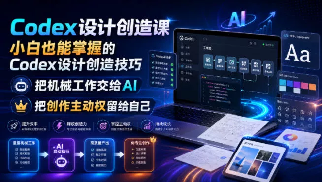 Codex设计创造课，小白也能掌握的Codex设计创造技巧，把机械工作交给AI，把创作主动权留给自己网创项目-知识付费-在线课程-自媒体创业-网络副业-优利资源优利资源网